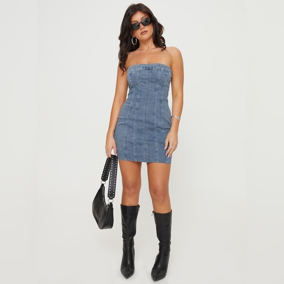 Princess Polly Houser‎ Denim Mini Dress NWT - Picture 3 of 7